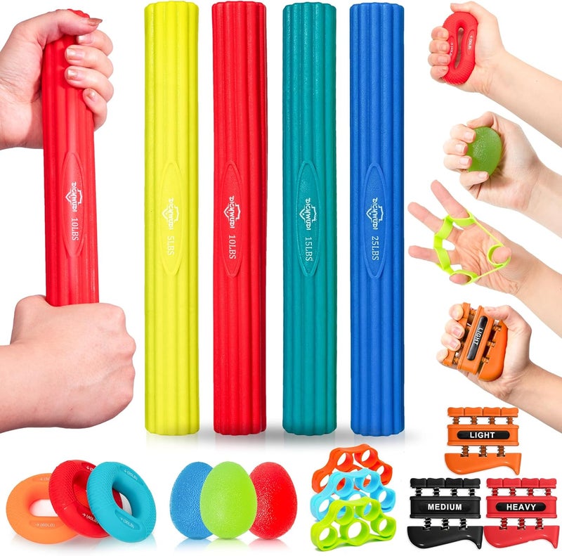 DICYWUDI Flex Therapy Bar and Grip Strength Trainers Set, Physical Therapy & Resistance Bar for Golfers Elbow,Tendinitis,Wrist,Forearms Pain, Improve Grip Strength and Relieve Pain - Image 1